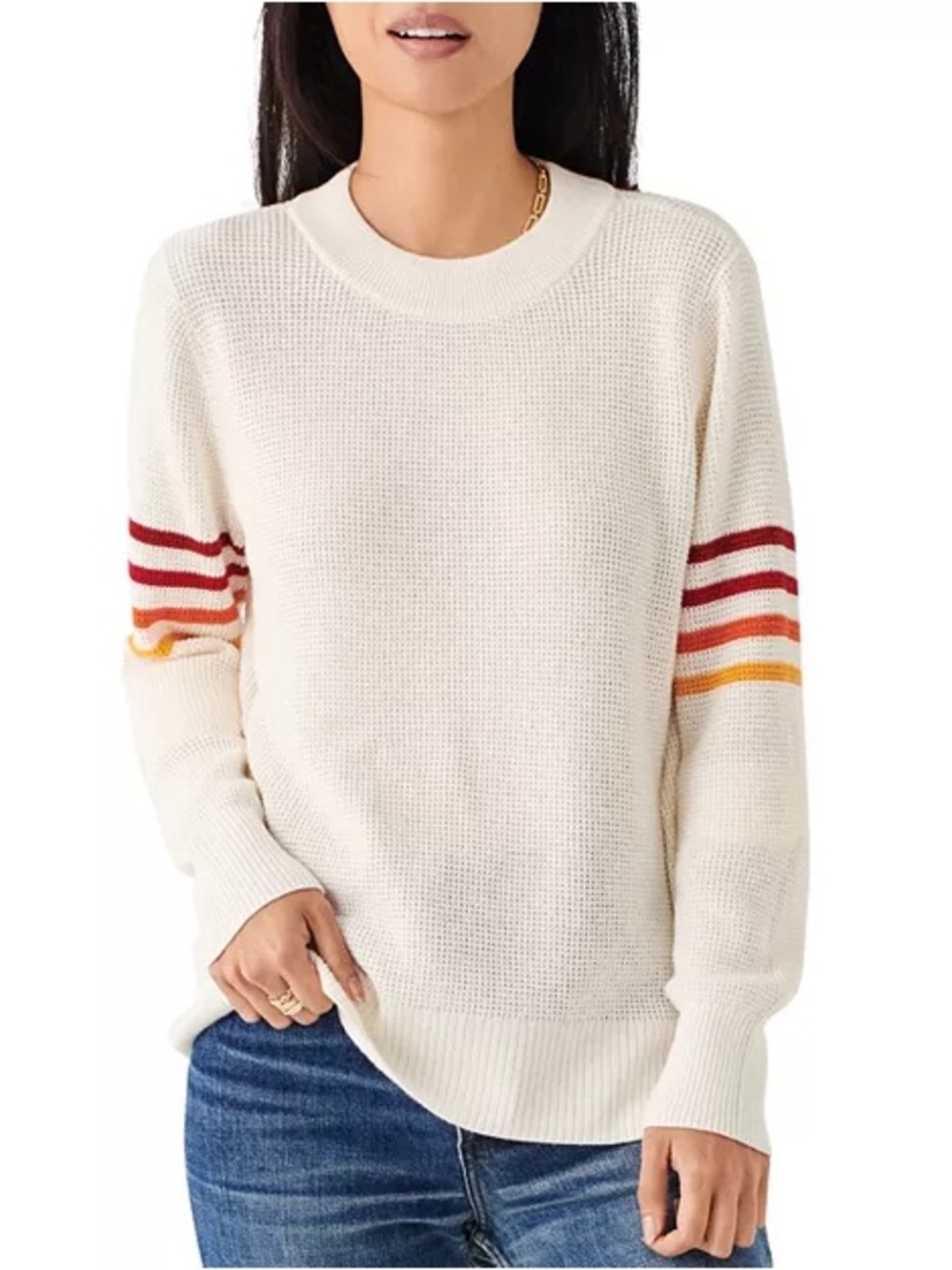 Faherty throwback knit striped sleeve sweater